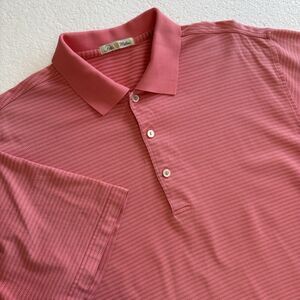 PETER MILLAR Mens Medium Golf Polo Vintage Double Mercerized Cotton Salmon Polo